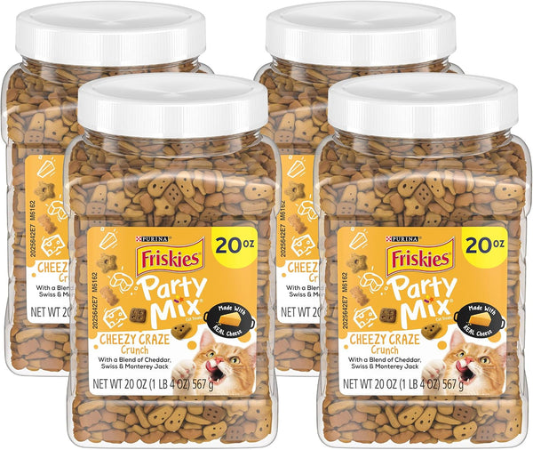 Purina Friskies Party Mix Cat Treats, Beachside Crunch, Made with Ocean Whitefish, Crunchy Cat Treats for Adult Cats, 20-Ounce Resealable Canister (Pack of 2)10
