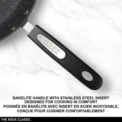the Rock 12" Jumbo Cooker with Lid, Non-Stick, Oven Safe | Perfect for Family-Size Meals. Stir-Fry and More. Rock.Tec Non-Stick. Forged Aluminum. Glass Lid. Never Warps.3