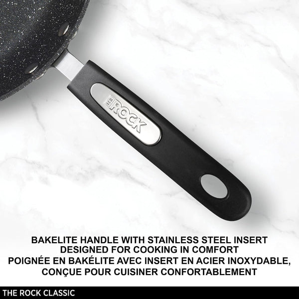 the Rock 12" Jumbo Cooker with Lid, Non-Stick, Oven Safe | Perfect for Family-Size Meals. Stir-Fry and More. Rock.Tec Non-Stick. Forged Aluminum. Glass Lid. Never Warps.3