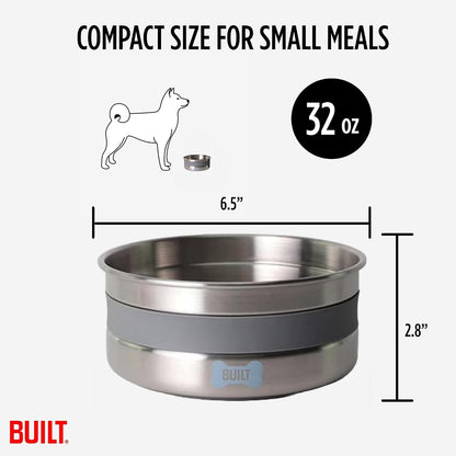 BUILT 38 Oz Dog Bowl - Non-Skid Pad & Soft Grip Ring - Double Wall Stainless Steel, Bpa-Free, Non-Porous & Rust-Resistant - Pet Food & Water Bowl for Dogs & Cats - Heavy Duty (Grey)4