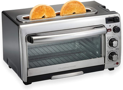 2-In-1 Countertop Oven and Long Slot Toaster, Stainless Steel & Electric Tea Kettle, Water Boiler & Heater, 1.7 Liter, Cordless Serving, 1500 Watts for Fast Boiling, Stainless Steel2