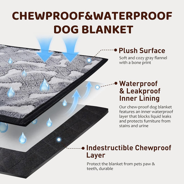 25"X35" Double-Sided Chew Proof Dog Blanket for Sofa Bed Dog Crate | Indestructible Dog Blanket for Aggressive Chewers, Flannel Tear-Resistant & Waterproof Pet Throw Blanket Furniture Protector2