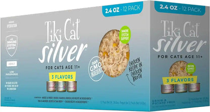 Tiki Cat Silver Wet Cat Food for Seniors, Variety Pack, 2.4 Oz. Cans (12 Count)1