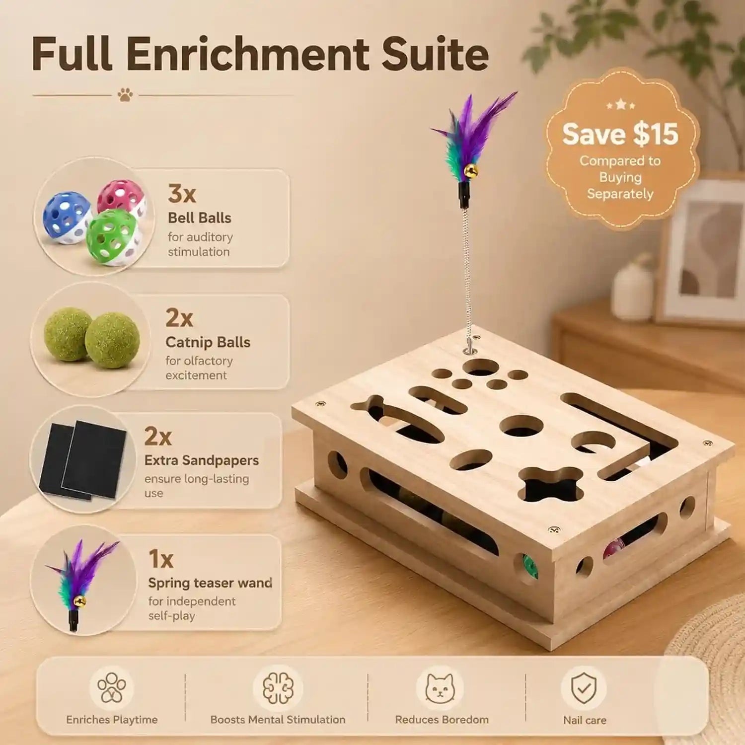 2026-new-cat-scratch-puzzle-enrichment-box-interactive-cat-nail-file-box-with-catnip-bell-ball-cat-scratcher-toy-with-teaser-wand-stress-free-alternative-to-clippers-grinders
