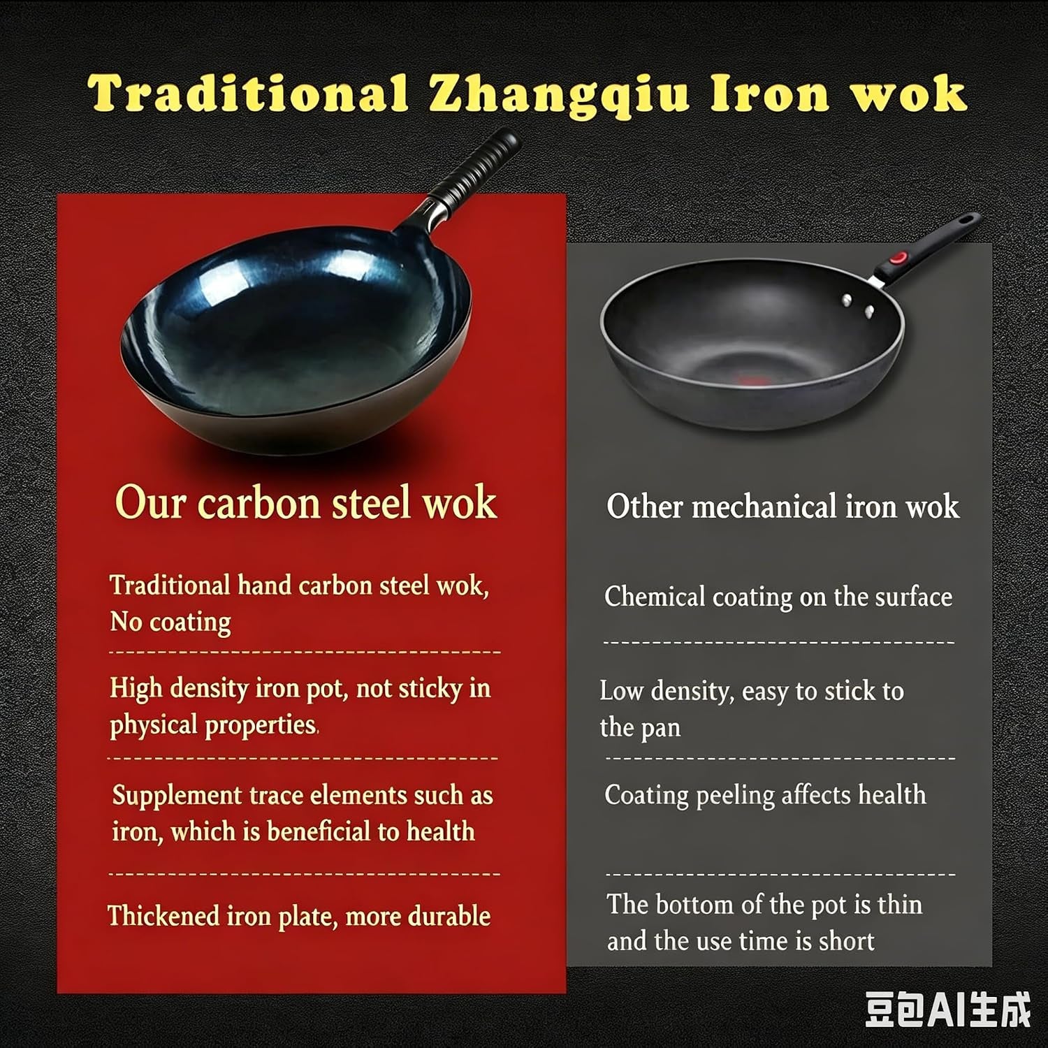 14-inch-carbon-steel-wok-round-bottom-traditional-chinese-wok-with-rubber-handle-and-wooden-lid-uncoated-non-stick-wok-for-gas-stoves-home-cooking-camping-and-as-a-gift