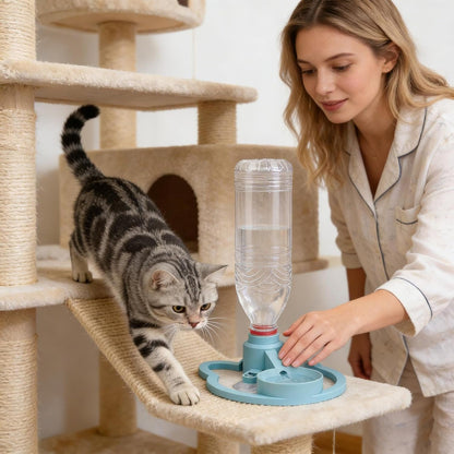 Cat Water Fountain Stand, Cat Water Bottle Dispenser, Automatic Anti-Tipping Pet Supplies, Kitten Wat-Er Bottle Basin Stand, Pet Wate-R Dispenser Station Stands for Puppy Kitten Breed Balcony2