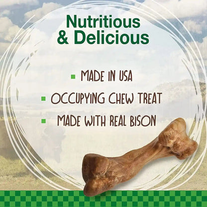 Nylabone Healthy Edibles WILD Natural Dog Bones Long Lasting, Bison Flavor Bone Dog Treats, Medium (2 Count) | Natural Dog Chew Bones, Made in USA, Highly Digestible Dog Chews, Long Lasting Chews for Medium Dogs up to 35 Lbs2