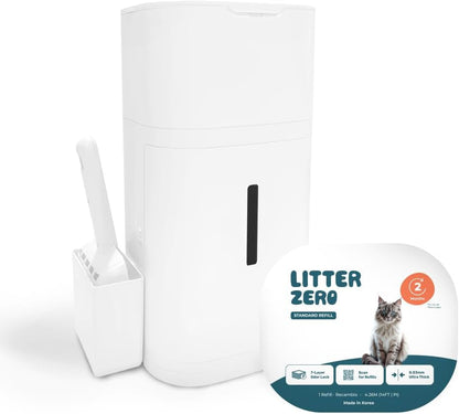 Premium Cat Litter Disposal System, White, Smart Waste Management Bin with Standard Refill, 7-Layer Odor Lock Technology, Made in Korea (1)1