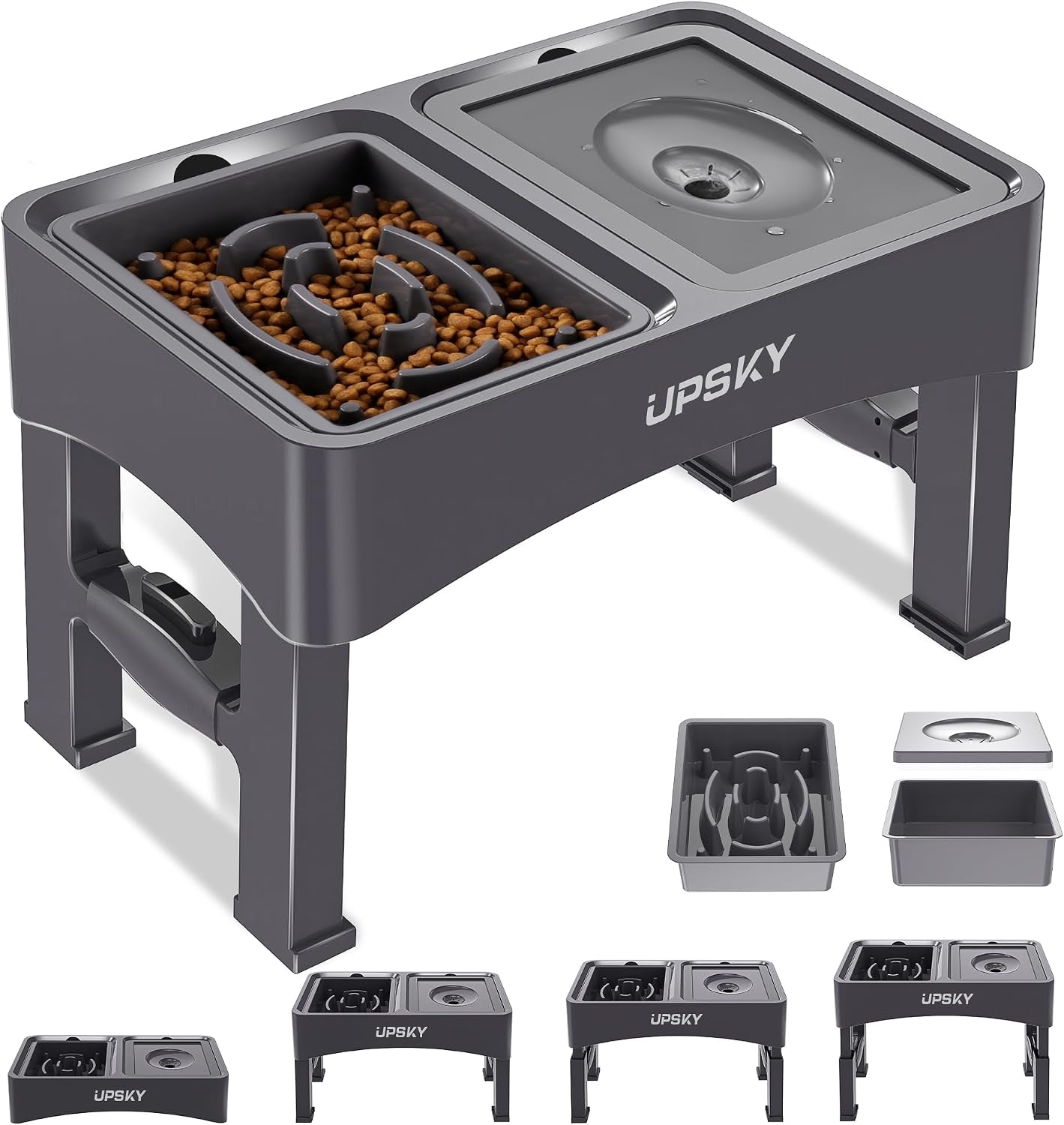upsky-2-in-1-elevated-dog-bowls-slow-feeder-4-height-adjustable-raised-bowl-stand-no-spill-dog-water-bowls-anti-slip-food-and-water-bowls-for-small-medium-dogsnot-include-stainless-steel-bowl