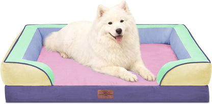 Comfort Expression Orthopedic Dog Bed for Extra Large Dogs with Bolster | Waterproof Dog Couch Bed with Washable Cover & Non-Slip Bottom, Supportive Egg Crate Foam XL Pet Bed, 42X30 Inch199