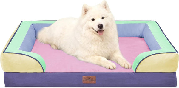 Comfort Expression Orthopedic Dog Bed for Extra Large Dogs with Bolster | Waterproof Dog Couch Bed with Washable Cover & Non-Slip Bottom, Supportive Egg Crate Foam XL Pet Bed, 42X30 Inch199