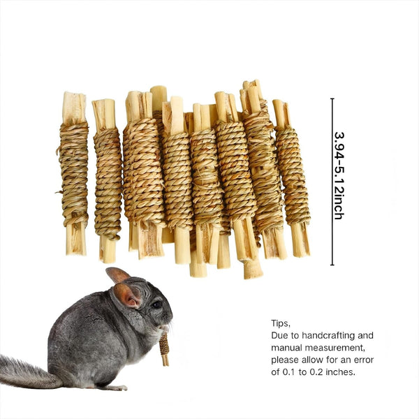 15Pcs Rabbits Chew Toy,Sweet Bamboo Chew Stick for Small Animals | Natural Seagrass Sweet Bamboo Chew Stick for Guinea Pigs Chinchillas Hamsters Rats, Bunny Cage Enrichment5