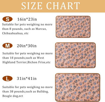 1 Pack 3 Blankets Super Soft Fluffy Premium Fleece Pet Blanket Flannel Paw Printed Throw for Dog Puppy Cat (Small 23X16'', Brown, Pink, White)3