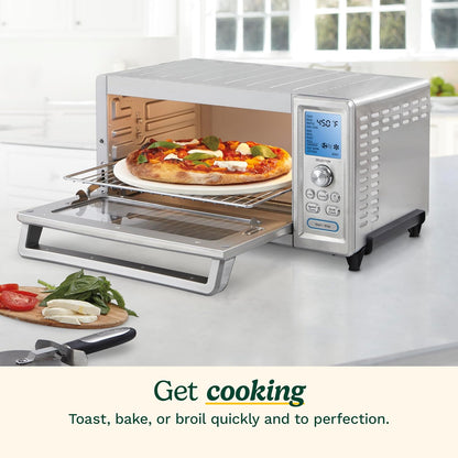 Convection Toaster Oven, 15-Function, 1800W, Stainless Steel | Stainless Steel Toaster Oven with Exact Heat Technology, Nonstick Interior Fits 13" Pizza & Full-Size Chicken, TOB-260N14