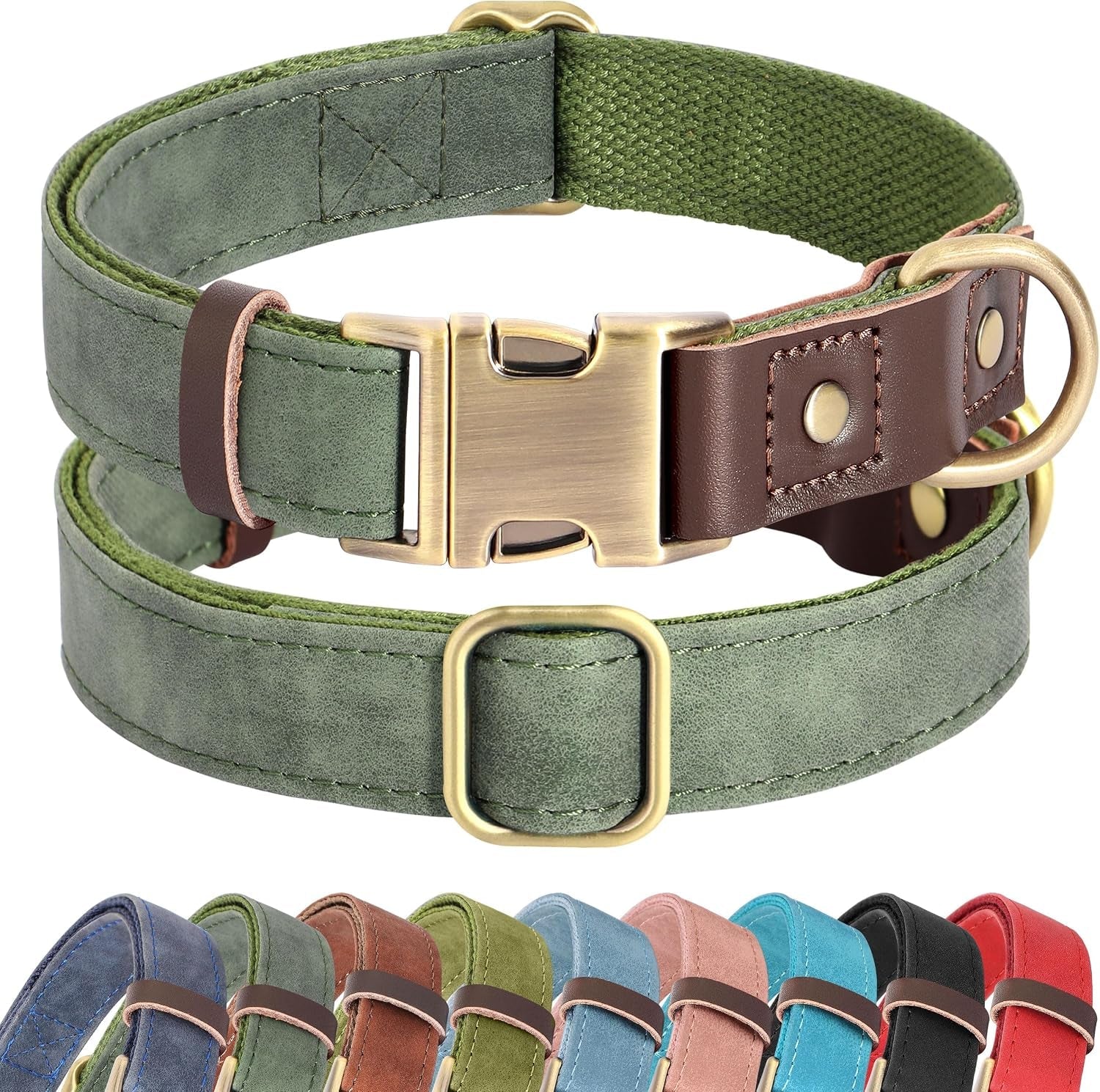 didog-pu-leather-dog-collar-for-small-dogs-puppy-soft-lining-green-s-all-day-comfort-for-daily-walks-and-backyard-play-quick-release-metal-buckle-for-easy-on-off-d-ring-for-leash-easy-clean