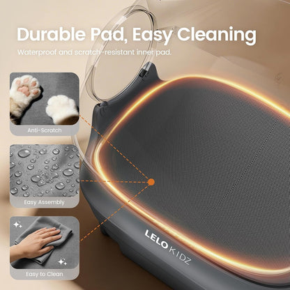Self Cleaning Litter Box, Open Top 105L Automatic Litter Box for Multiple Cats, App Control, Safety Sensor, Anti-Pinch, Includes Mat & Liner - Gray7