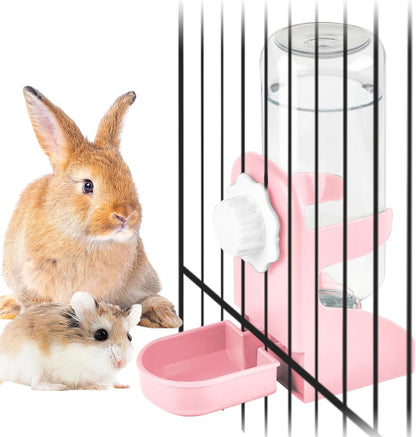 Kathson Rabbit Water Dispenser for Cage 17 Oz Hanging Guinea Pig Water Bottle No Drip Gravity Automatic Bunny Water Bottle No Leak Small Animal Water Bottle for Chinchilla Ferret Hamster（White）11