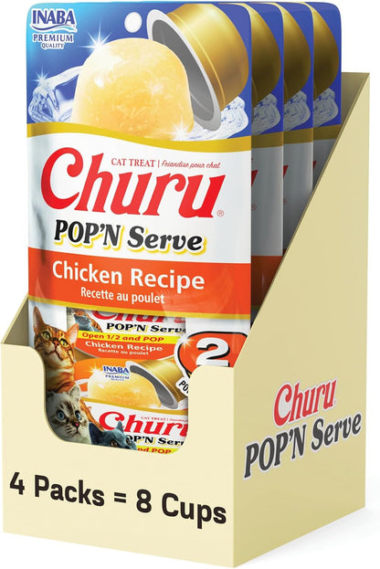 INABA Churu Pop'N Serve Lickable Cat Treats, Tuna Variety, 10Ct | Immune Support, 90% Moisture, 16 Calories, Soft Jelly, Easy-Serve Cup, Grain-Free, 10 X 1.2 Oz Cups9