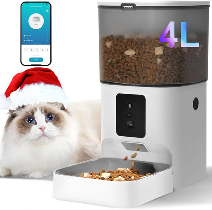 Automatic Cat Feeder, 4L Cat Food Dispenser with 10S Voice Recorder, Pet Feeder up to 8 Meals per Day, Timed Dog Feeder with Dry Food Sealed Ring11