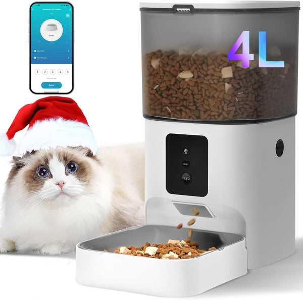 Automatic Cat Feeder, 4L Cat Food Dispenser with 10S Voice Recorder, Pet Feeder up to 8 Meals per Day, Timed Dog Feeder with Dry Food Sealed Ring11