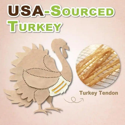 A Freschi Srl Turkey Tendons for Dogs, Usa-Sourced Human Grade, Rawhide-Free Long-Lasting Puppy Chews, All Natural Hypoallergenic Dog Treats for Small Breeds, Strips, 3Oz Pack3