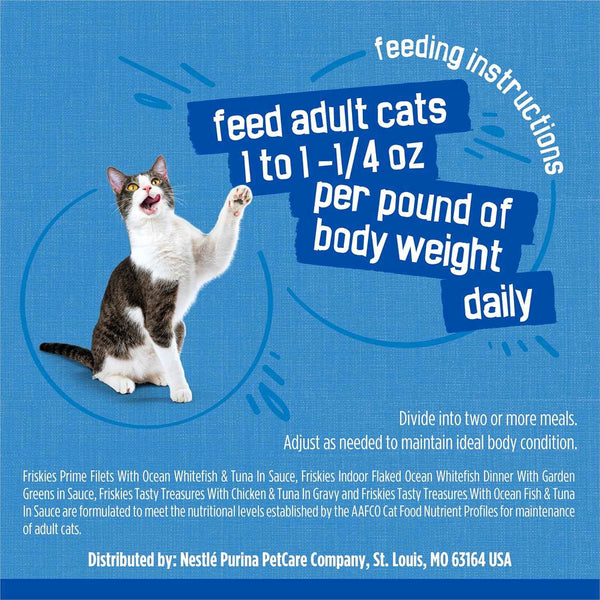 Purina Friskies Wet Cat Food Variety Pack, Oceans of Delight Flaked and Prime Filets - (Pack of 40) 5.5 Oz. Cans8