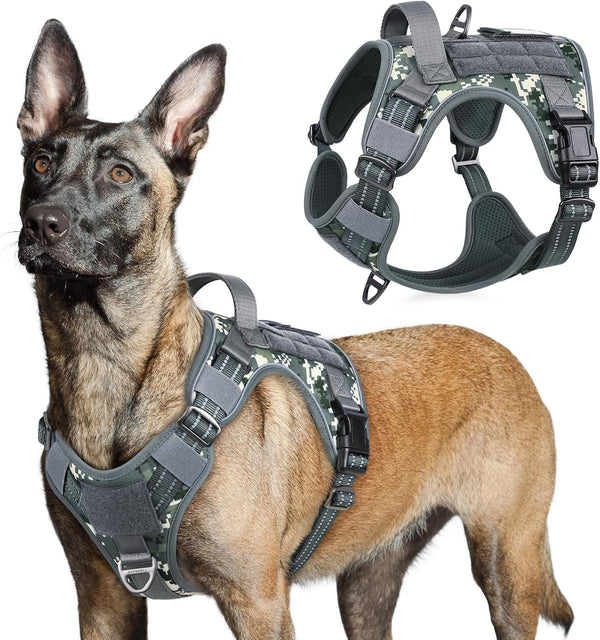 Rabbitgoo Tactical Dog Harness for Large, No Pull Military Service Vest | Molle & Handle, Heavy Duty, Adjustable, Reflective Straps, Easy Control for Training Walking, Black, Large19