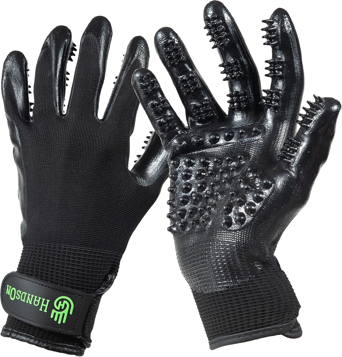 h-handson-pet-grooming-gloves-patented-1-ranked-award-winning-shedding-bathing-hair-remover-gloves-gentle-brush-for-cats-dogs-and-horses-black-medium