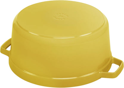 STAUB Enamelled Cast Iron Casserole Dish with Lid, Suitable for All Heat Sources Including Induction, 4 People, Round, 24 Cm, 3.70 L, 4.7 Kg, Lemon2