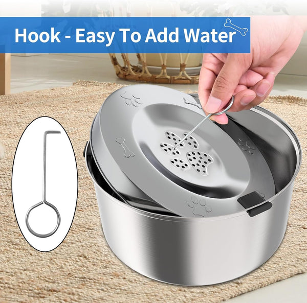 Kactoily 3L/101Oz Large Capacity Dog Water Bowl Stainless Steel No Spill Dog Bowls Slow Drinking Dog Water Feeder Dispenser6