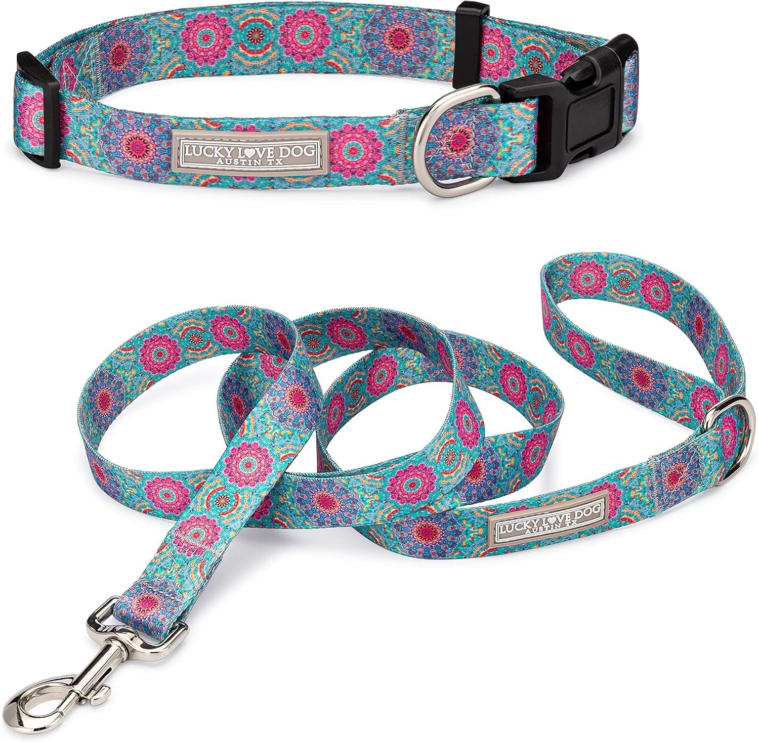 lucky-love-dog-easy-click-buckle-dog-collar-with-leash-set-combo-durable-comfortable-for-male-female-dogs-pet-collar-for-medium-dogs-secure-fit-blackbird-combo-medium