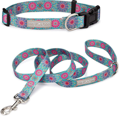 Lucky Love Dog - Easy Click Buckle Dog Collar with Leash Set Combo, Durable & Comfortable for Male & Female Dogs, Pet Collar for Medium Dogs, Secure Fit - Blackbird Combo, Medium20