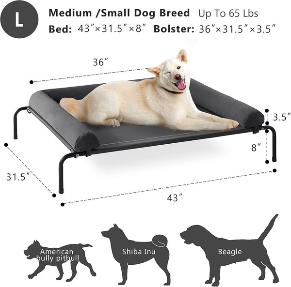 WESTERN HOME Cooling Elevated Dog Bed for Large Dogs, Portable Indoor & Outdoor Raised Dog Bed with Breathable Mesh, Chew Proof Pet Hammock Cots with Removable and Waterproof Bolsters4