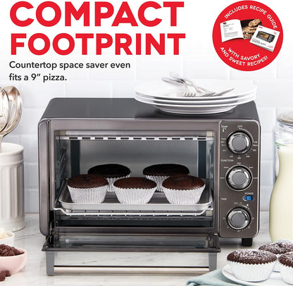 Express Toaster Oven - Space-Saving Countertop Design - Versatile Use with Adjustable Temperature Dial & Quick Heat-Up System - Dishwasher Safe Accessories - Bake, Broil & Toast - Black4