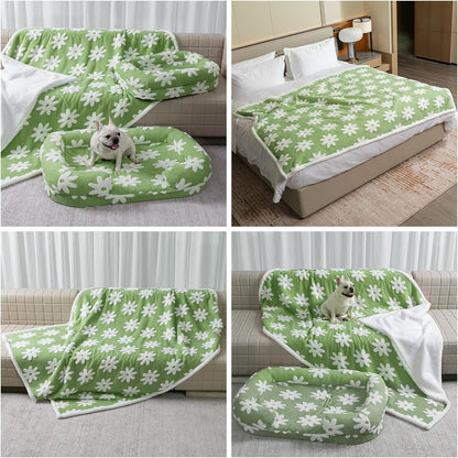 Waterproof Pet Blanket, Brown Checked Pets Throw Blankets for Dog Bed Covers Couch Sofa Stylish Jacquard for Puppy Cats Washable Reversible Furniture Protection Covers (Coffee Check,M)17