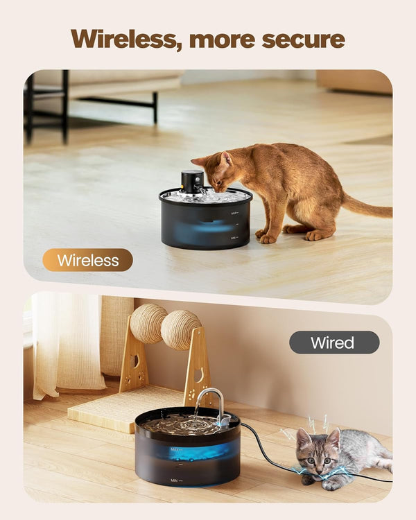 Wireless Cat Water Fountain Cordless: 108Oz Battery Operated Cat Fountain | 3.2L Automatic Pet Water Dispenser Rechargeable Drinking Fountains for Cats Indoor with Motion Sensor Multiple Cats and Dogs2