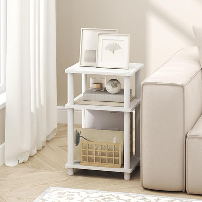 Turn-N-Tube 3-Tier Toolless Side Table, Compact, White | Narrow, Open Shelf End Table, Night Stand, Bedside Table, for Small Spaces, Living Room, Bedroom2