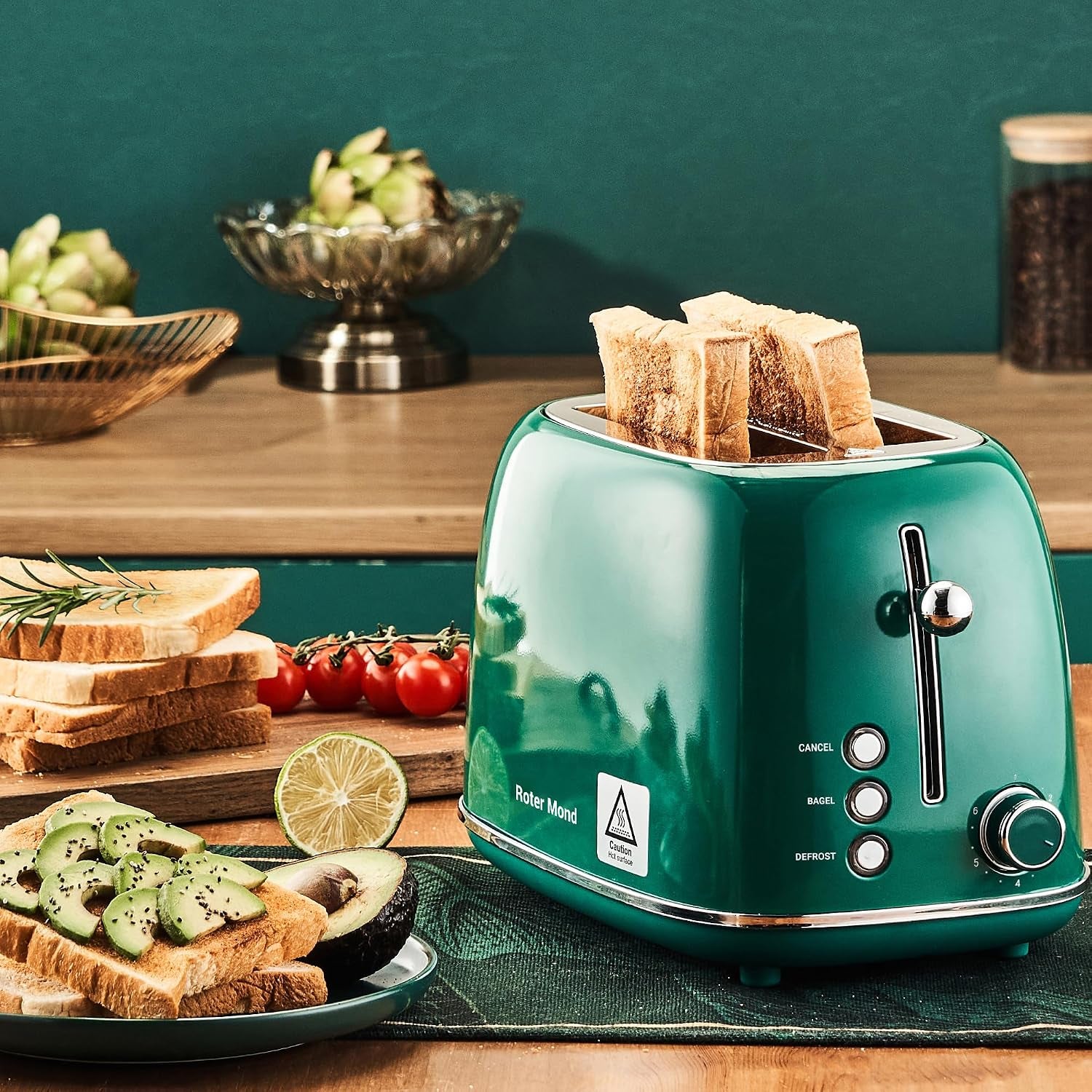 2-slice-toaster-retro-stainless-steel-with-bagel-cancel-and-defrost-functions-6-bread-shade-settings-extra-wide-slots-and-removable-crumb-tray-green