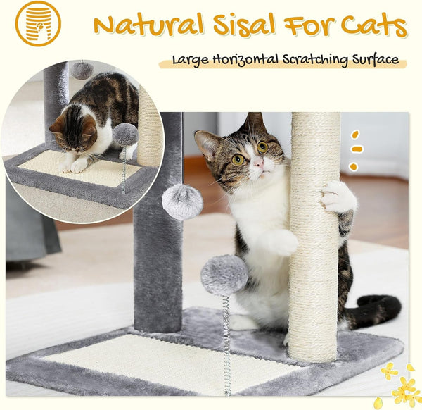 PAWZ Road Cat Scratching Post with Bed, Small Cat Tower with Pad & Ball | 19” Cat Stand with Padded Removable Bed, Full Sisal Scratching Post & Scratcher Pad Dual Play Ball for Kittens & Indoor Cats5