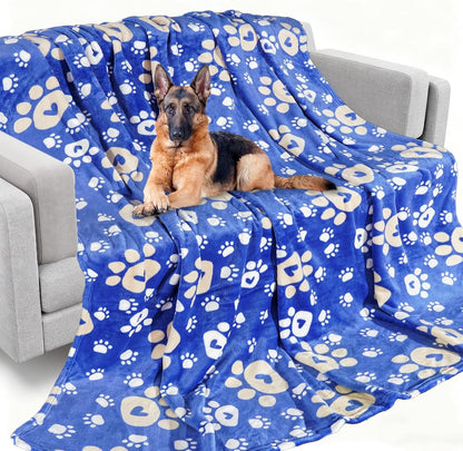 Rezutan Blanket for Large Dogs, Cat Flannel Washable Soft Pet Mat Throw Cover for Kennels-Beds, Sofas, Furniture Protection, Cute Paw Pattern, Black, 50X40 Inch35