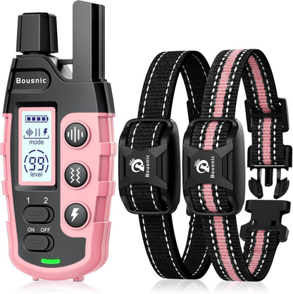 Bousnic Dog Shock Collar 2 Dogs (5-120Lbs) - 3300 Ft Waterproof Training Collar for Dogs Large Medium Small with Rechargeable Remote, Beep (1-8) Vibration (1-16) and Humane Shock (1-99) Modes8