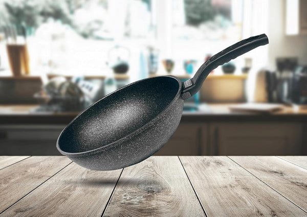 8" Wok Non-Stick Cooking Frying Pan Pot, 5 Layer Marble Coating, Made in Korea1