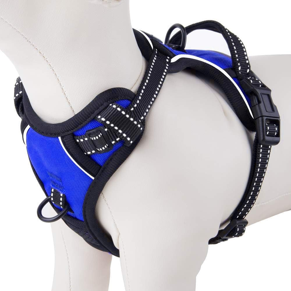 phoepet-no-pull-dog-harness-medium-reflective-front-clip-vest-with-handle-adjustable-2-metal-rings-2-bucklesm-grey