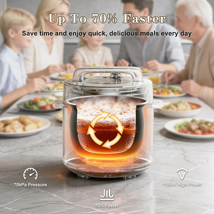 6Qt Pressure Cooker, 9-In-1, 12 Presets IMD Touchscreen, Safe Vent, Multi-Mode: Slow Cook, Rice Cook, Steam,Dual Inner Pots (Stainless Steel & Non-Stick),1000W,Black8