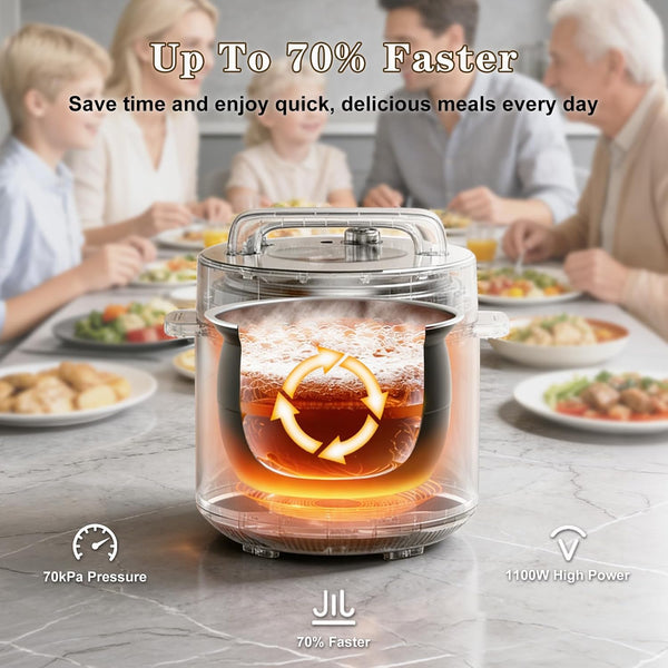 6Qt Pressure Cooker, 9-In-1, 12 Presets IMD Touchscreen, Safe Vent, Multi-Mode: Slow Cook, Rice Cook, Steam,Dual Inner Pots (Stainless Steel & Non-Stick),1000W,Black8