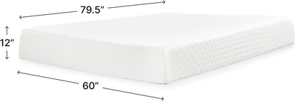 Signature Design by Ashley 12 Inch Memory Foam Queen Mattress in a Box | Stretch Knit Cover and 12-Inch Profile, Certipur-Us Foam Designed for Easy Setup, Motion Isolation, Chime Series2