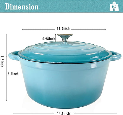 Enameled Cast Iron Dutch Oven with Lid, 6QT Heavy-Duty & Non-Stick Cookware Pot for Braising, Stews, Roasting, Bread Baking - Oven & Stovetop Safe2