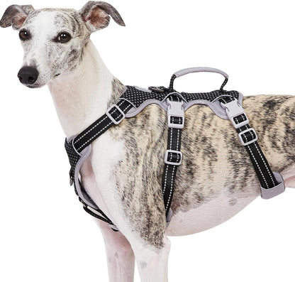 Huntboo Escape Proof Harness, No Slip Dog Harness Escape Proof, Fully Reflective Harness with Handle, Breathable, Durable, Adjustable Vest for Medium Dogs Walking and Training Gear (Black, M)1