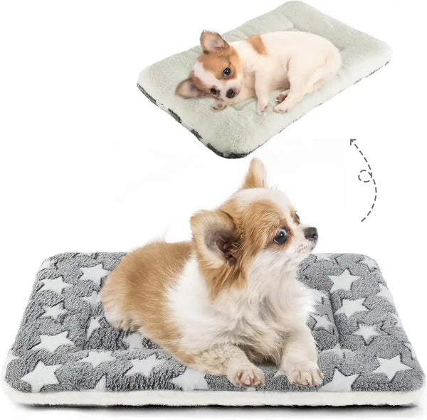 Mora Pets Dog Crate Pad - Ultra Soft Pet Bed with Cute Star Print, Washable Mat for Large Medium Small Dogs, Reversible Fleece Kennel Liner, Cat Bed 23 X 18 Inch Brown13