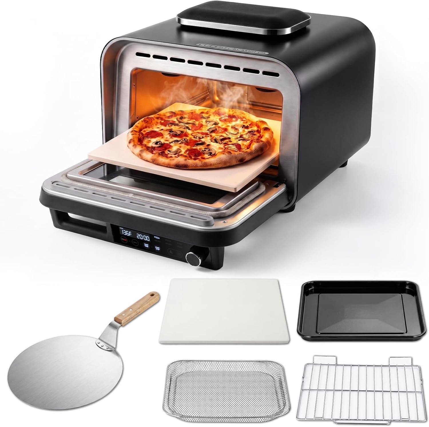 convection-pizza-oven-electric-ipx4-waterproof-countertop-air-fryer-oven-fits-13-inch-pizza-heats-up-to-750-6-cooking-functions-and-5-pizza-presets-pizza-stone-pizza-peel-included